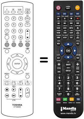 Télécommande équivalente CT-90005 Télécommande équivalente CT-90005