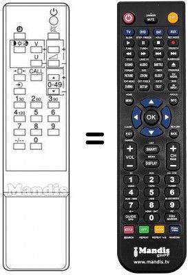 Télécommande équivalente Toshiba 1400RBW