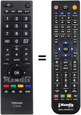 Télécommande équivalente Toshiba 26EL833 Télécommande équivalente Toshiba 26EL833