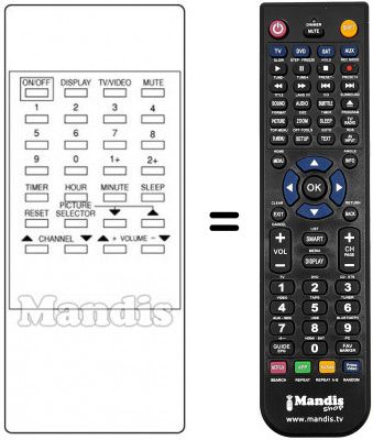 Télécommande équivalente Daewoo DMQ10B Télécommande équivalente Daewoo DMQ10B