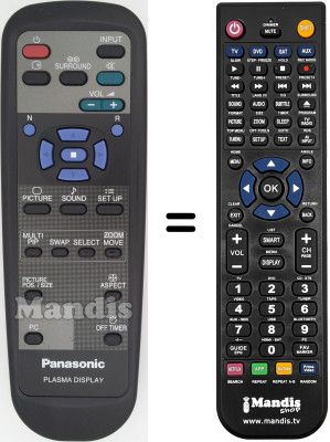 Télécommande équivalente Panasonic EUR646529