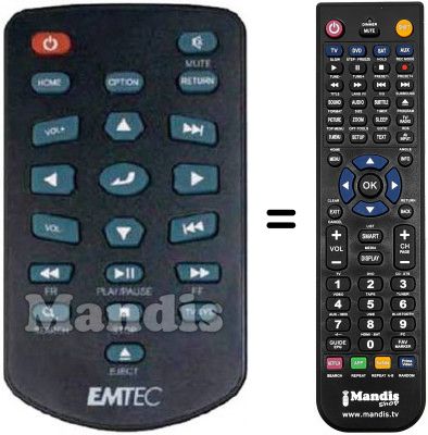 Télécommande équivalente Emtec MovieCube N150H