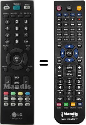 Télécommande équivalente LG AKB33871410 Télécommande équivalente LG AKB33871410