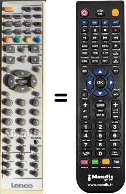 Télécommande équivalente Lenco DVL1953ADWHITE