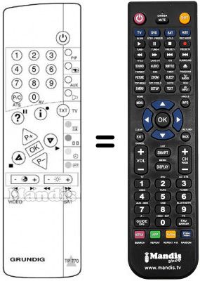 Télécommande équivalente Grundig M95-115 / 9I DTV Télécommande équivalente Grundig M95-115 / 9I DTV