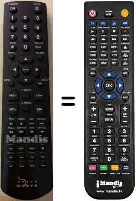 T&eacute;l&eacute;commande &eacute;quivalente Moove TV155+V1