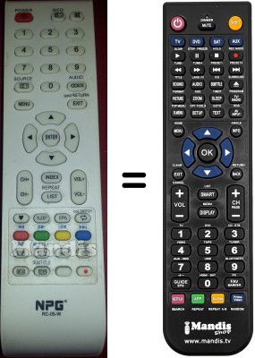 Télécommande équivalente Npg RC05W