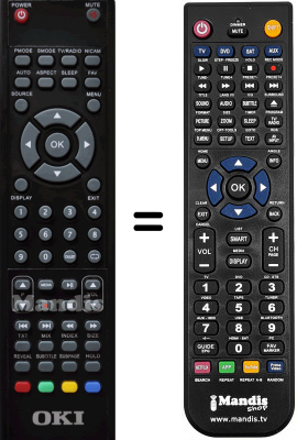 Télécommande équivalente Oki V19N-PHTUV