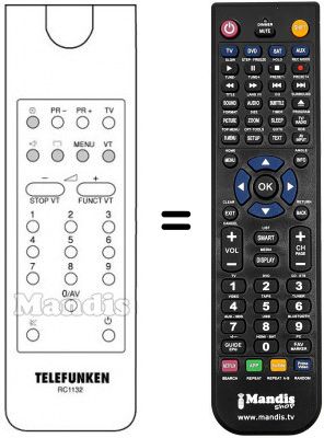 Télécommande équivalente Telefunken F434M Télécommande équivalente Telefunken F434M