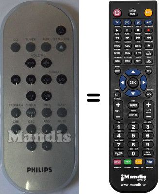 Télécommande équivalente Philips MCM240 Télécommande équivalente Philips MCM240
