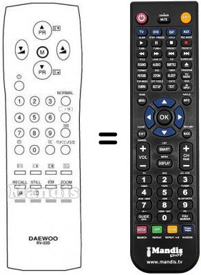 Télécommande équivalente Daewoo 48B3822D05 Télécommande équivalente Daewoo 48B3822D05