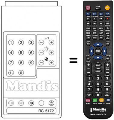 Télécommande équivalente Thomson RC5172 Télécommande équivalente Thomson RC5172
