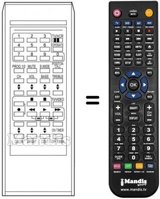 Télécommande équivalente RC1053E Télécommande équivalente RC1053E
