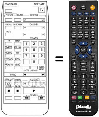 Télécommande équivalente RC1066E Télécommande équivalente RC1066E