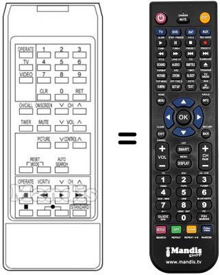Télécommande équivalente RC1067E Télécommande équivalente RC1067E