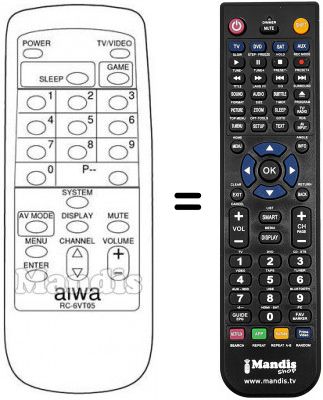T&eacute;l&eacute;commande &eacute;quivalente RC-6VT05