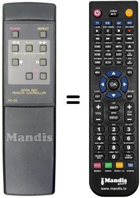 Télécommande équivalente RC58