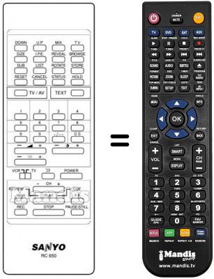 T&eacute;l&eacute;commande &eacute;quivalente RC650