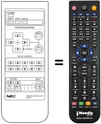 Télécommande équivalente Nec PX42 Télécommande équivalente Nec PX42