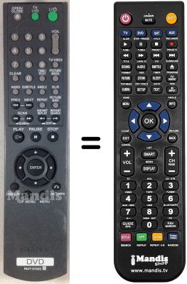 Télécommande équivalente Sony RMTD152E Télécommande équivalente Sony RMTD152E