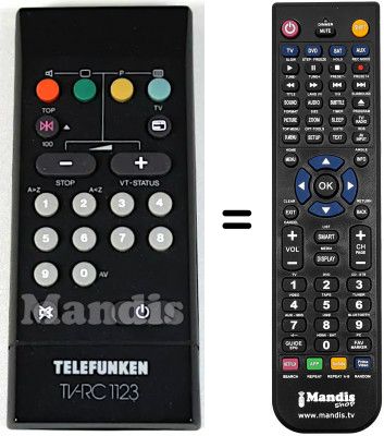 Télécommande équivalente Telefunken FS435MC-NOVCR Télécommande équivalente Telefunken FS435MC-NOVCR