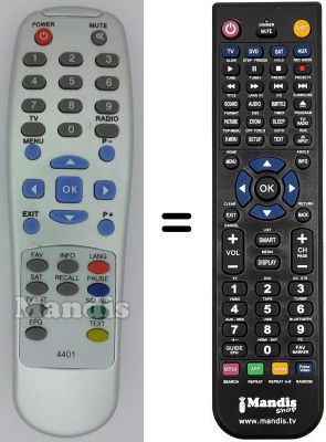 Télécommande équivalente Beko 4401