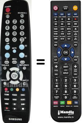 Télécommande équivalente Samsung LE52A550P1RXCS Télécommande équivalente Samsung LE52A550P1RXCS
