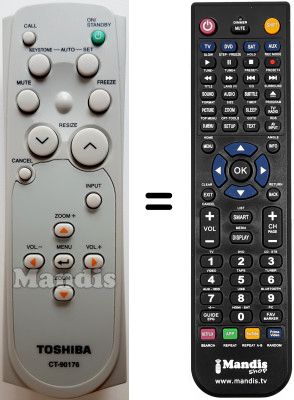 Télécommande équivalente Toshiba TLP-T70M Télécommande équivalente Toshiba TLP-T70M