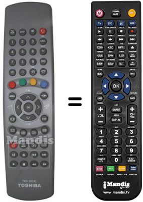 T&eacute;l&eacute;commande &eacute;quivalente Toshiba 076R0EY020