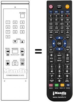 Télécommande équivalente NordMende V1035T Télécommande équivalente NordMende V1035T