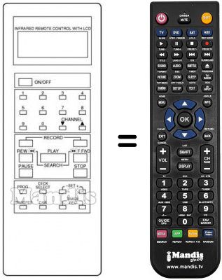 Télécommande équivalente Amstrad VCR4700