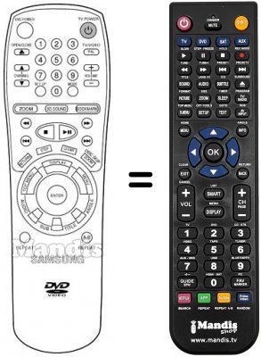 Télécommande équivalente Samsung DVD-C700 Télécommande équivalente Samsung DVD-C700