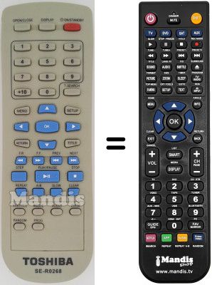 Télécommande équivalente Toshiba SE-R0268 Télécommande équivalente Toshiba SE-R0268
