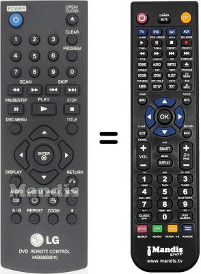 Télécommande équivalente LG DVX 682 Télécommande équivalente LG DVX 682