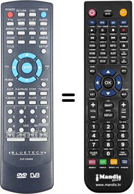 Télécommande équivalente BLUETECH DVFHDM20 Télécommande équivalente BLUETECH DVFHDM20