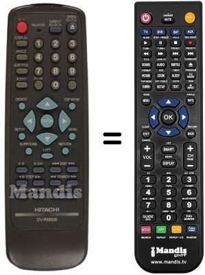Télécommande équivalente Hitachi DV-P505E