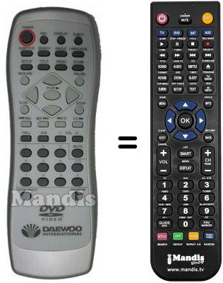 Télécommande équivalente Daewoo DVD8000F