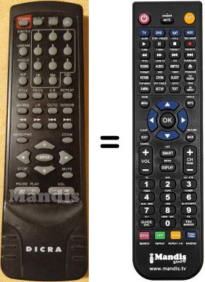 T&eacute;l&eacute;commande &eacute;quivalente DICRA DVX 066DT