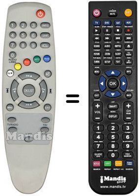 Télécommande équivalente Zodiac DZR1300 DTT