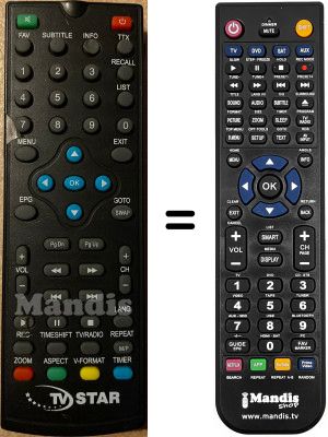 T&eacute;l&eacute;commande &eacute;quivalente TV Star T2516HDUSBPVR