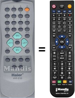 Télécommande équivalente WHV3311