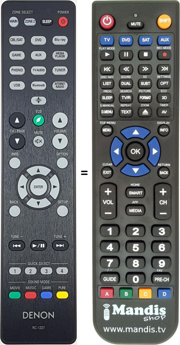 Télécommande équivalente Denon RC1227
