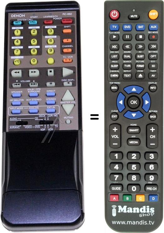 Télécommande équivalente Denon RC882