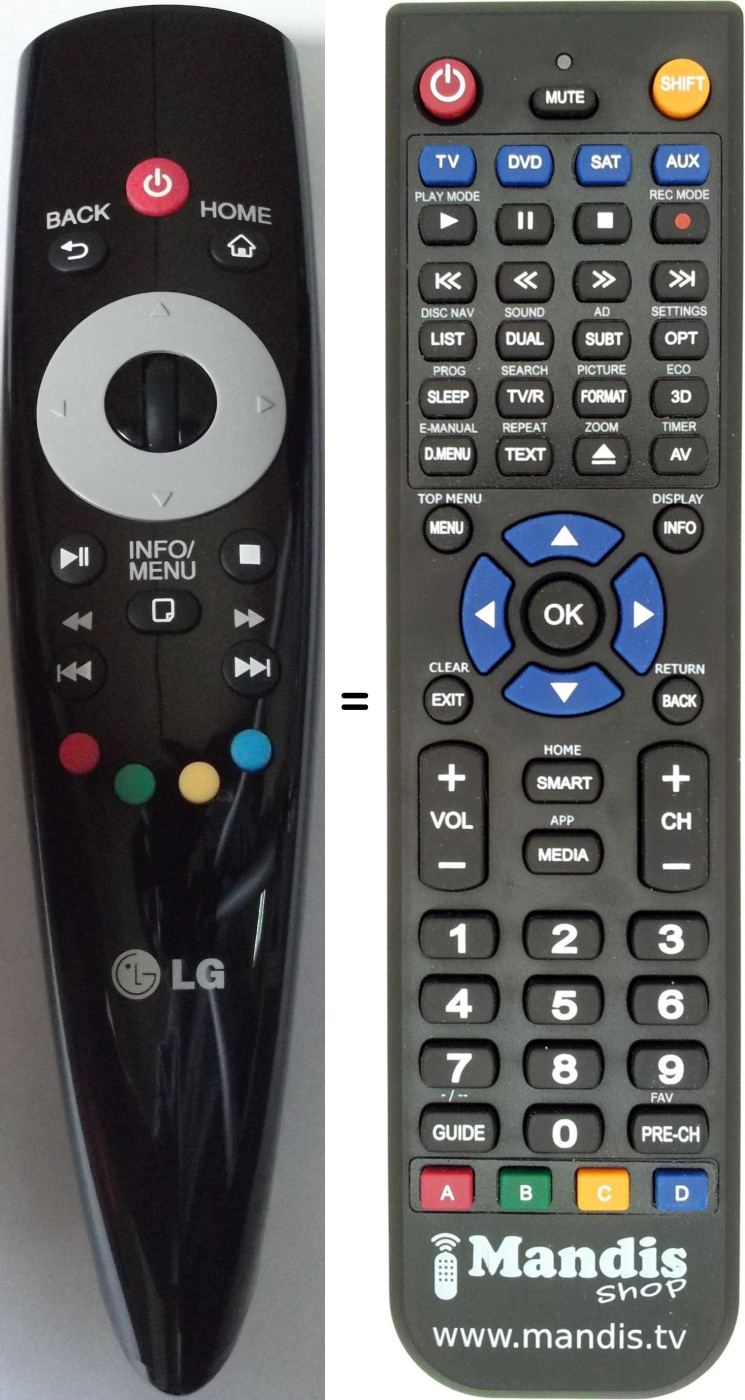 Télécommande équivalente LG AKB73655901