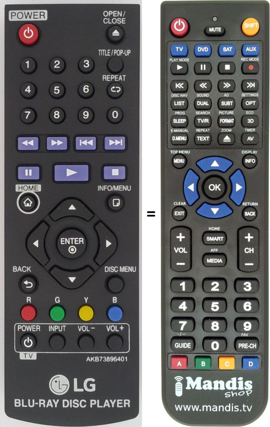 Télécommande équivalente LG AKB73896401