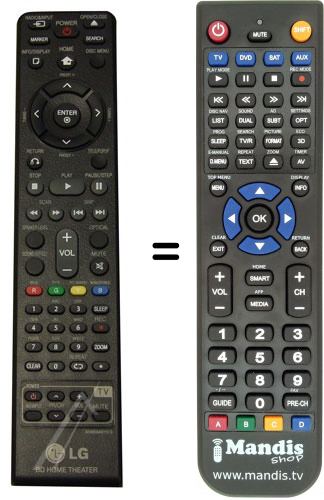 Télécommande équivalente LG AKB69491513