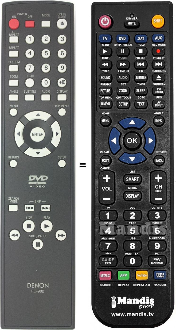 Télécommande équivalente RC-982