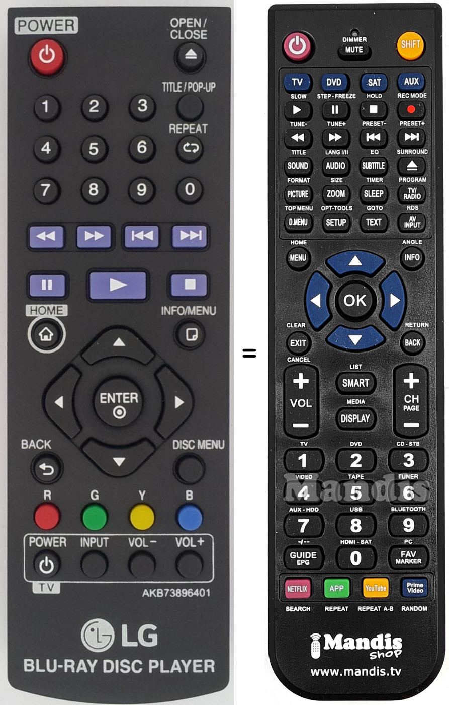 Télécommande équivalente LG AKB73896401