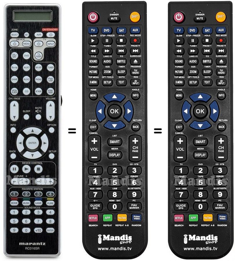 Télécommande équivalente Marantz RC016SR
