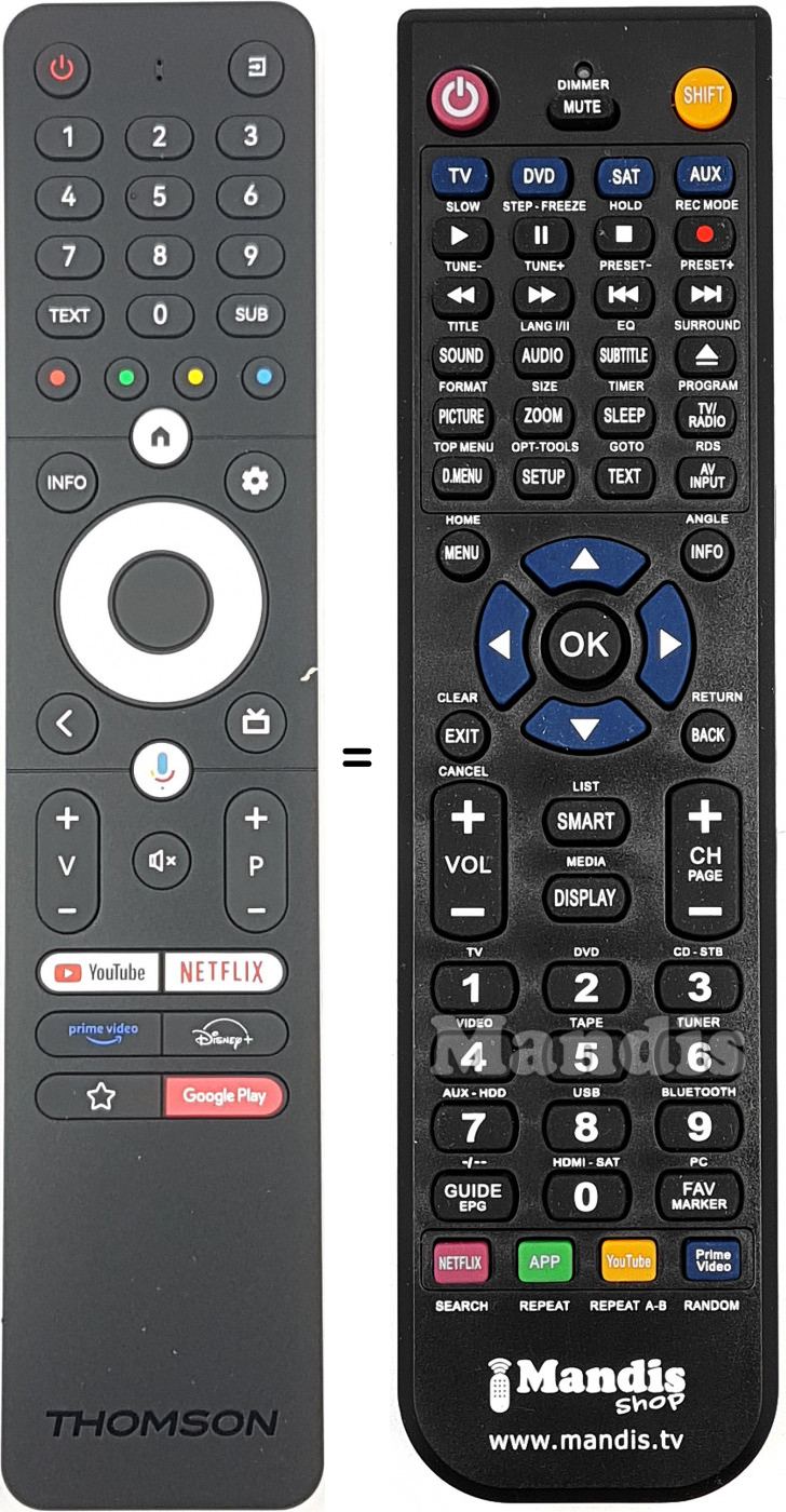 Télécommande équivalente Thomson RC112A Télécommande équivalente Thomson RC112A